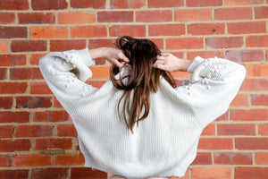 Bobble Knit Sweater - fashion knitwear, maternity fashion, bump friendly, snow, jumper, side splits, womens
