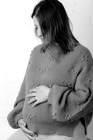Bobble Knit Sweater - fashion knitwear, maternity fashion, bump friendly, snow, jumper, side splits, womens