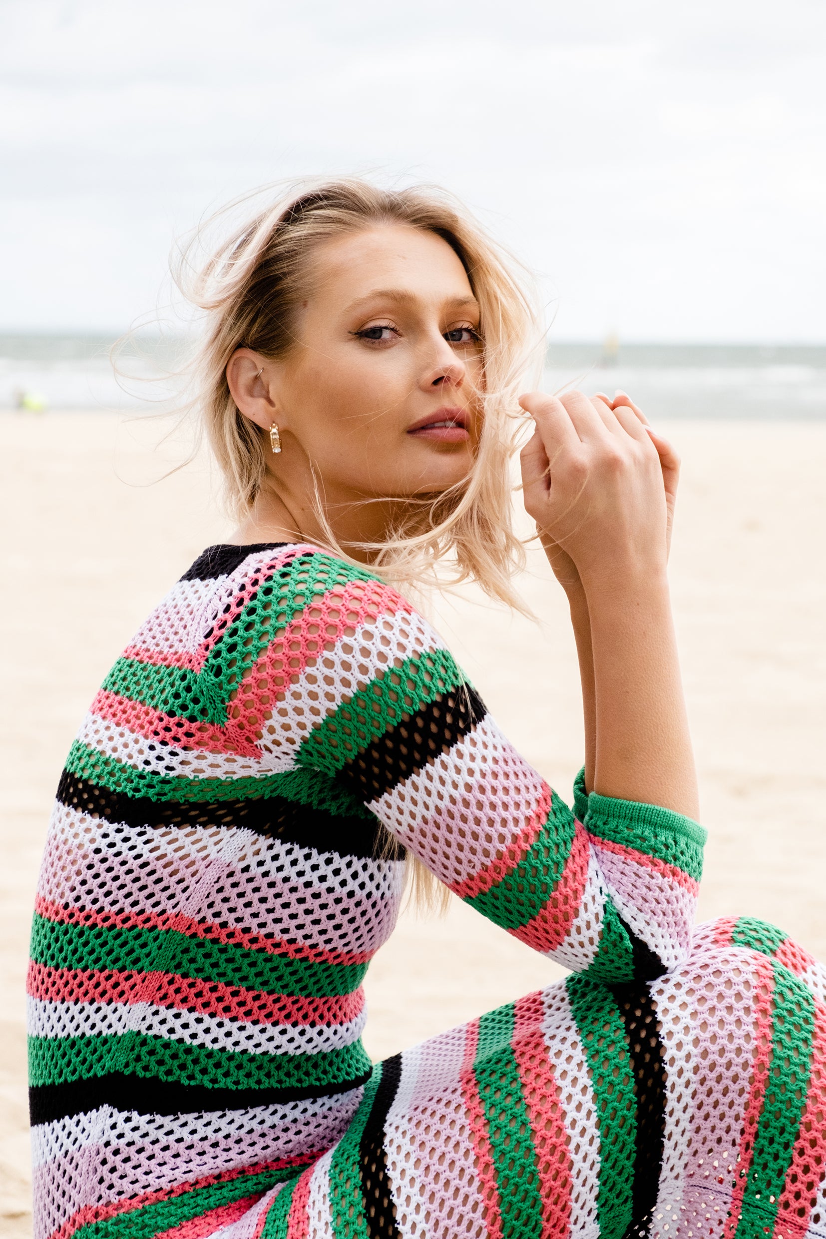 Crochet midi online dress with sleeves